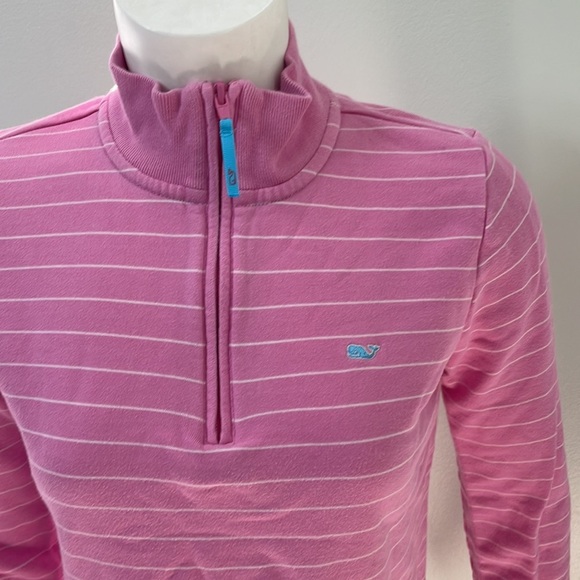 VINEYARD VINES pink striped quarterzip pullover sweatshirt - Picture 2 of 8